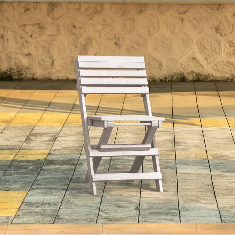 Las Cabos Fully Assembled All-Weather Recycled HDPE Outdoor Folding Bistro Chair - Ivory