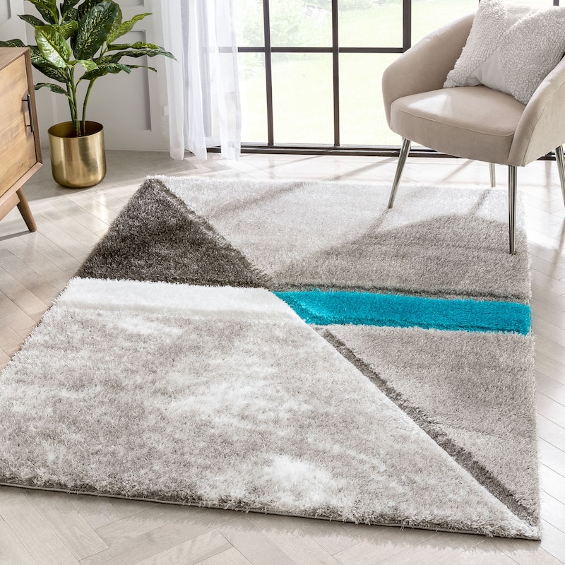 Well Woven Lolly Mori Abstract Geometric High Low Shag Area Rug