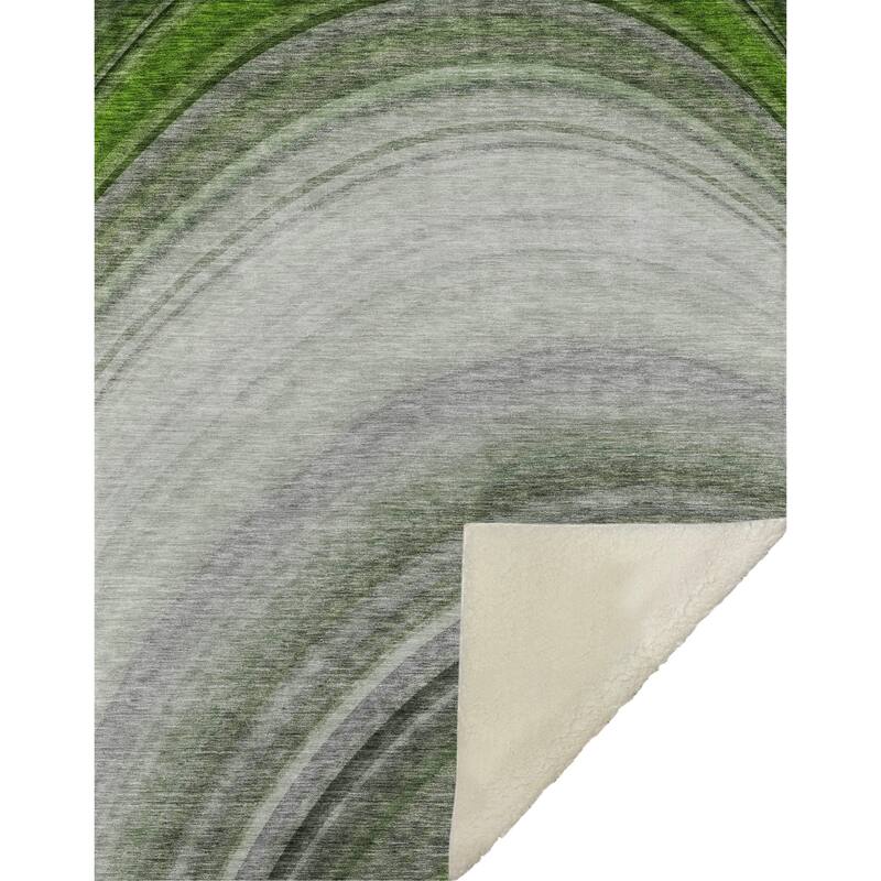 Premium Machine Washable Contemporary Wave Sherpa Throw Blanket