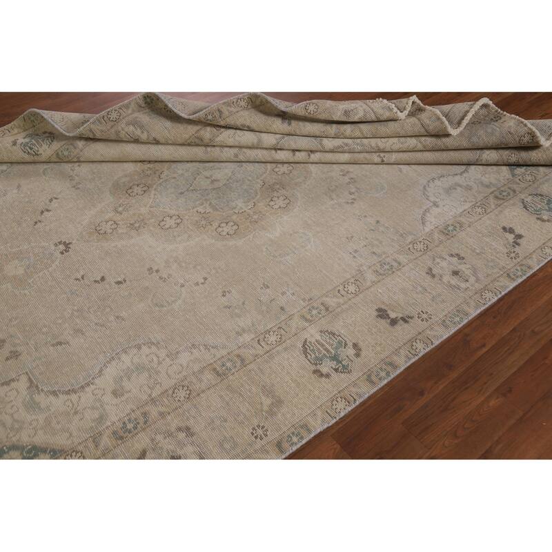 Vintage Distressed Tabriz Persian Rug Handmade Oriental Wool Carpet - 6'4" x 9'3"