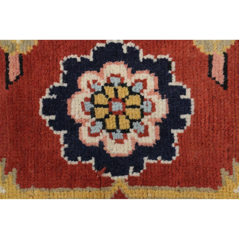 Hand Knotted Oriental 100% Wool Carpet Traditional Medallion Oranges & Rust Heriz (serapi) Area Rug - 9' 0'' X 6' 0''