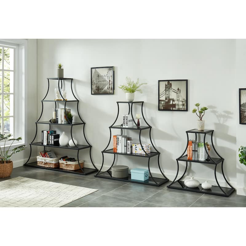 Gliny Contemporary Glass Shelves Open Back Bookcase by Furniture of America