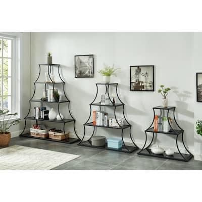 Gliny Contemporary Glass Shelves Open Back Bookcase by Furniture of America