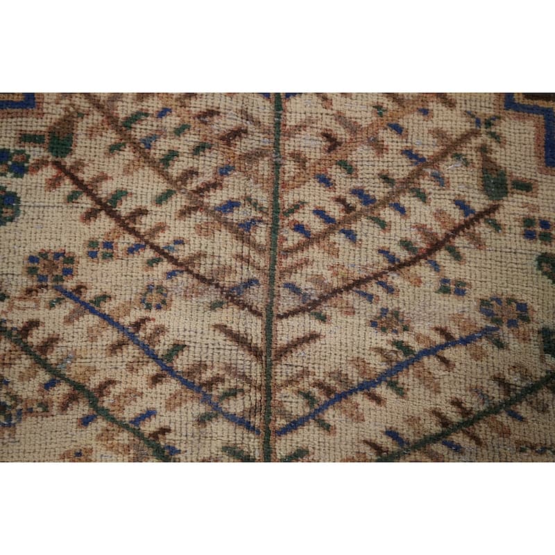 Geometric Orange Bakhtiari Persian Vintage Rug Hand-Knotted Wool Carpet - 4'9" x 9'10"