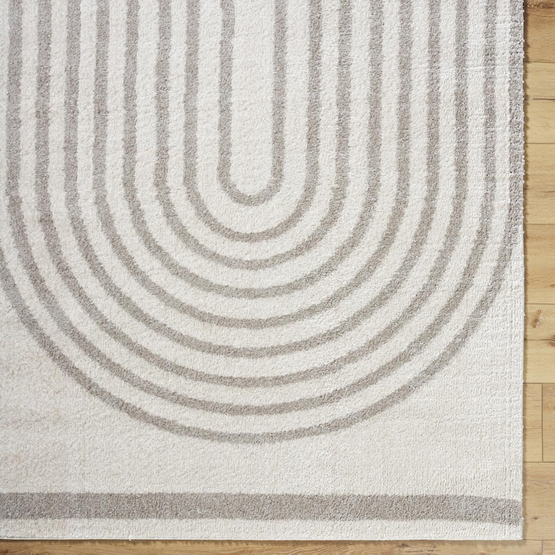 Livabliss Scandinavian Fossay Shag Stripe Washable Area Rug