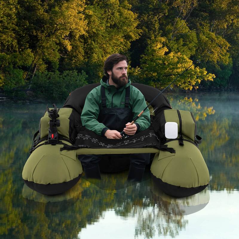 Costway Inflatable Float Tube with Adjustable Fishing Rod Holder Fish - See Details