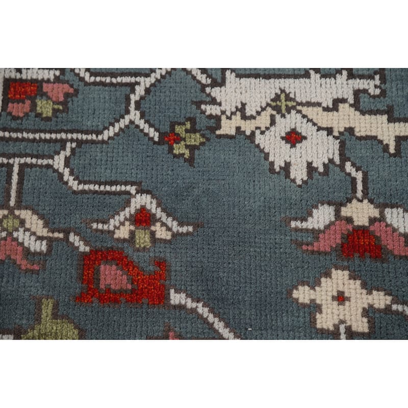 Hand Knotted Oriental 100% Wool Carpet Traditional Geometric Navy Blue & Blues Heriz (serapi) Area Rug - 11' 10'' X 8' 9''
