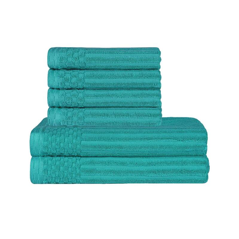 Superior Ribbed Cotton Absorbent Heavyweight Hand Towel and Bath Towel Set