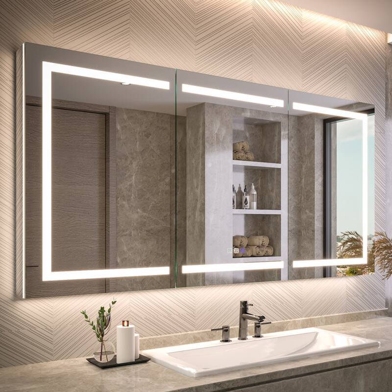 Modland 48"-72"W x 36"H Lighted Bathroom Medicine Cabinet with Backlit & Frontlit Modes,Anti-Fog