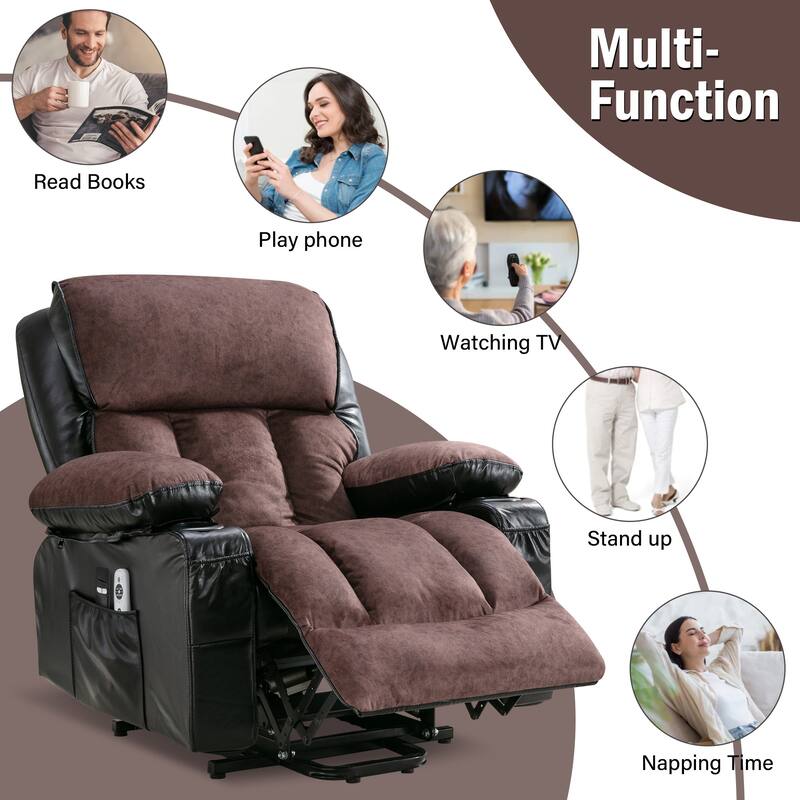 Large Power Lift Recliner Chair with Heat & 8‑Point Massage
