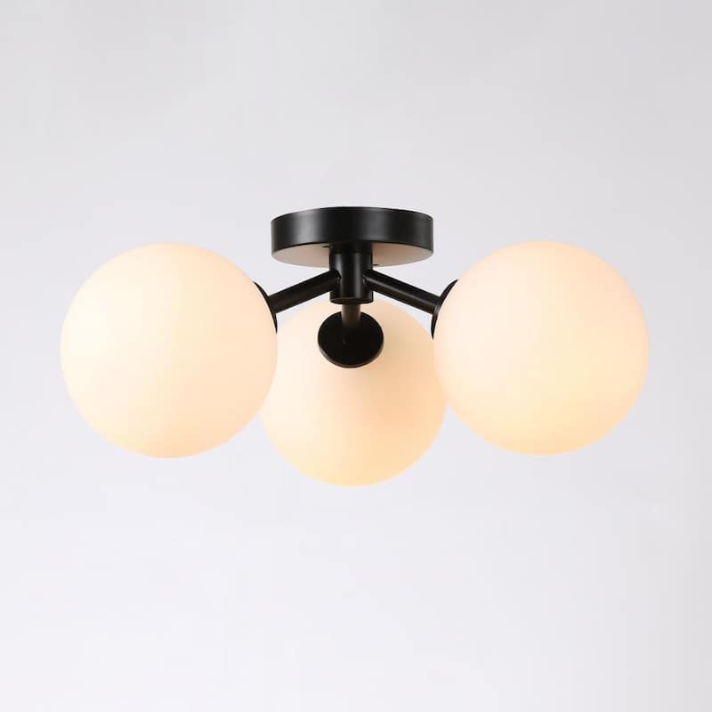 Modern Semi Flush Mount Ceiling Light - 3 Spheres Globe Design