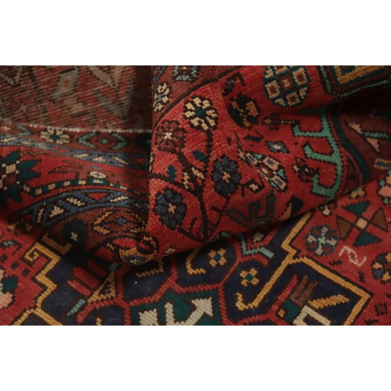 Hand Knotted Oriental 100% Wool Carpet Traditional Geometric Red Heriz Area Rug - 12' 9'' X 5' 1''