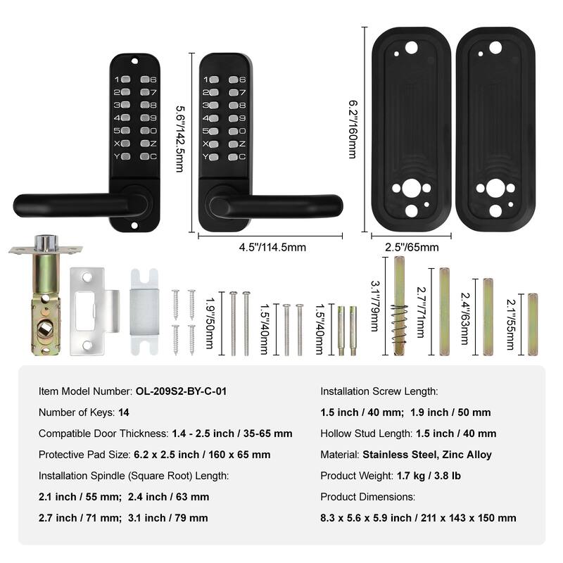 Mechanical Keyless Entry Door Lock Easy to Install, for Yard, Garden, Garage