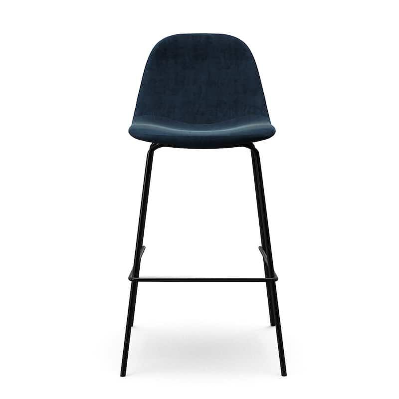 Maxine Velvet Counter Height Stools Black Legs (Set of 2)