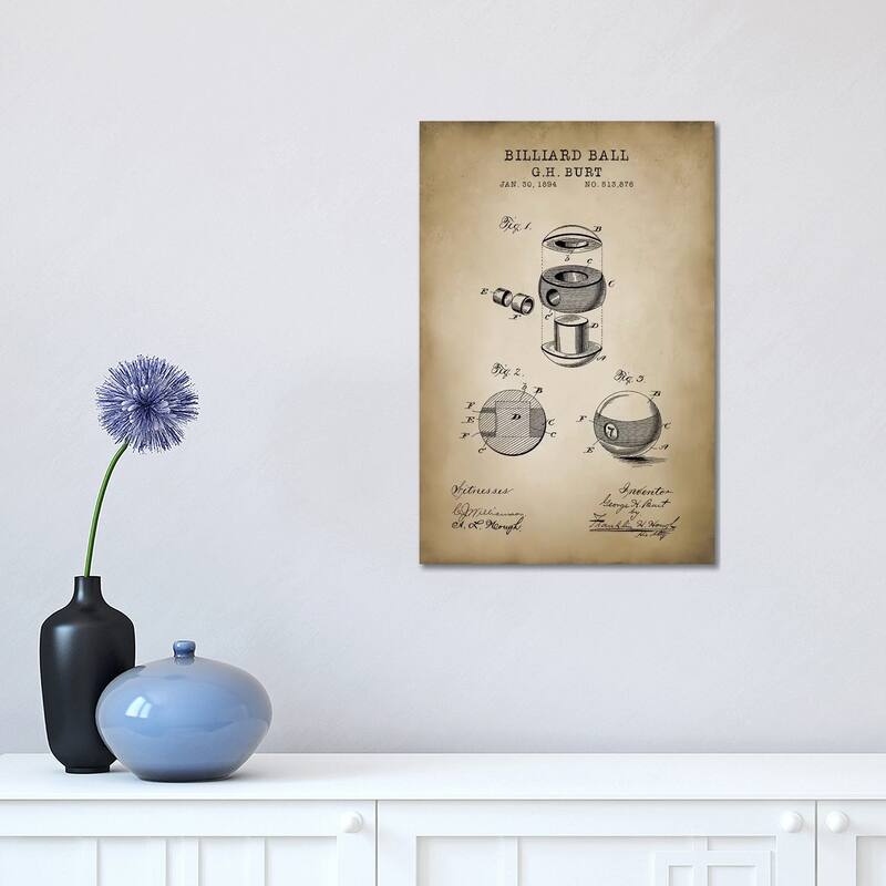 iCanvas "Billiard V" by PatentPrintStore Canvas Print - 18x12x1.5
