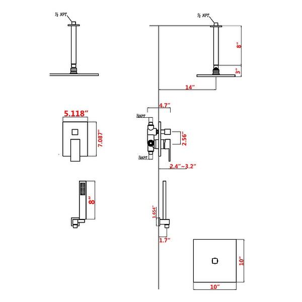 10" Shower Head Ceiling Mount Complete Shower System with Roughin