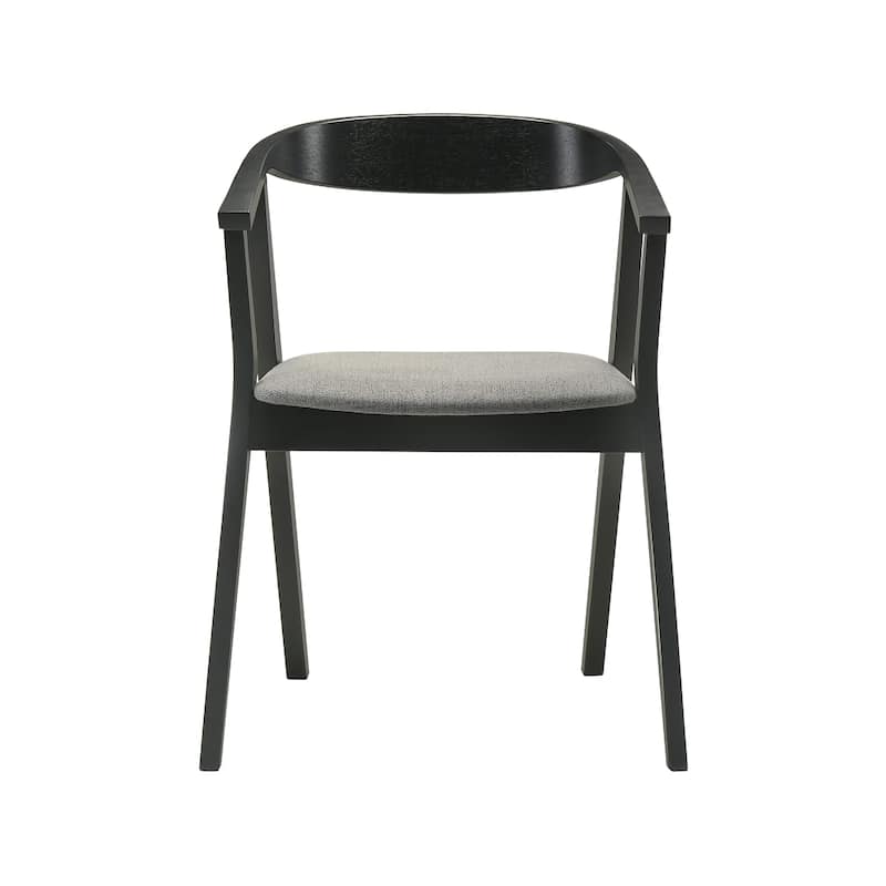 Alana Dining Chair Set of 2, Black Wood Frame, Charcoal Gray Fabric