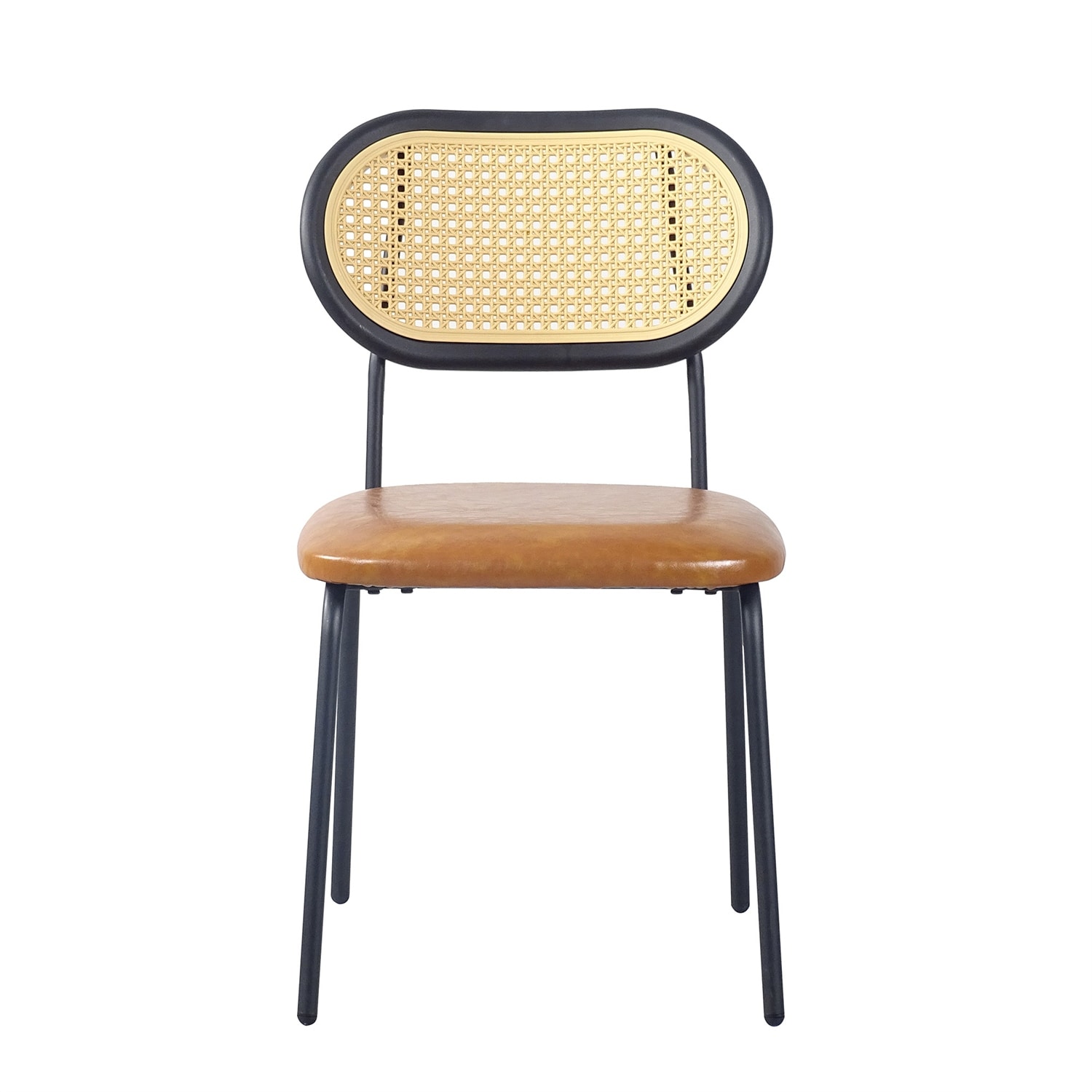 Modern PU Leather Metal Pipe PP Back Dining Chairs (Set of 2)