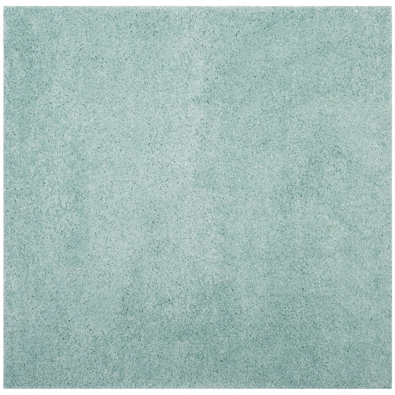 SAFAVIEH Laguna Shag Verdiana Solid Color 2-inch Thick Rug. - 6'7" Square - Light Blue - Square