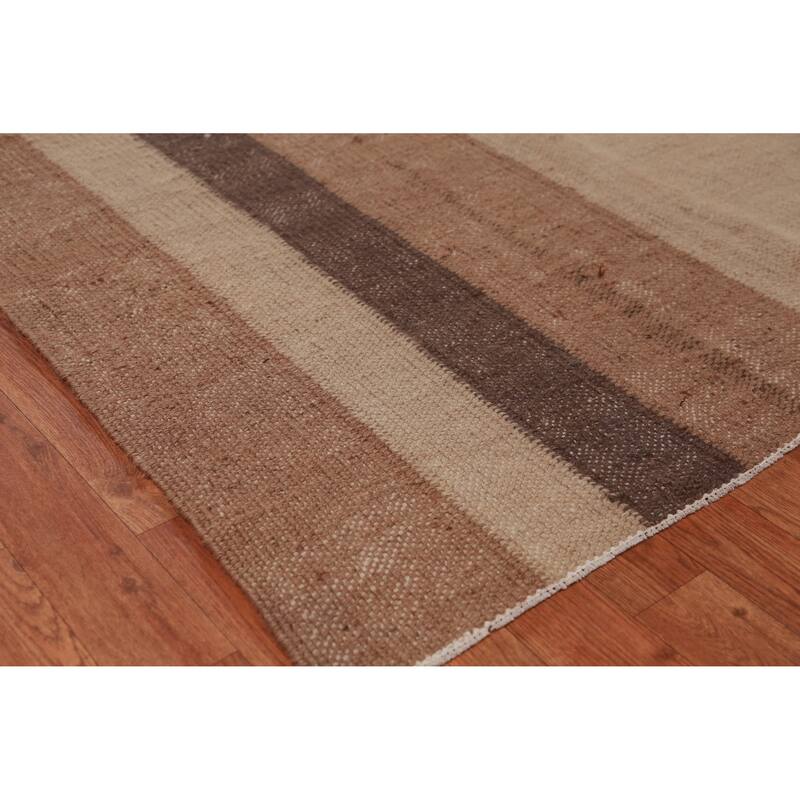 Hand Woven Oriental 100% Jute Carpet Southwestern Modern Brown Kilim Area Rug - 13' 4'' X 9' 10''