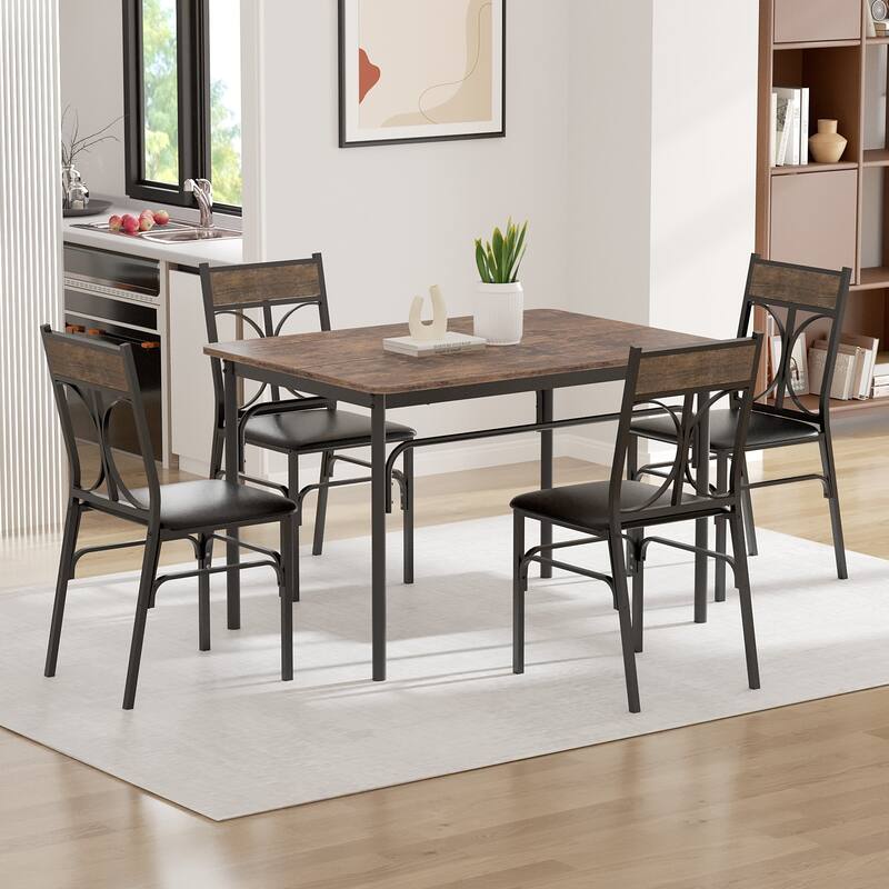 VECELO Bistro Kitchen Dining Table and Chair Set, Dining Table Set of 3/5