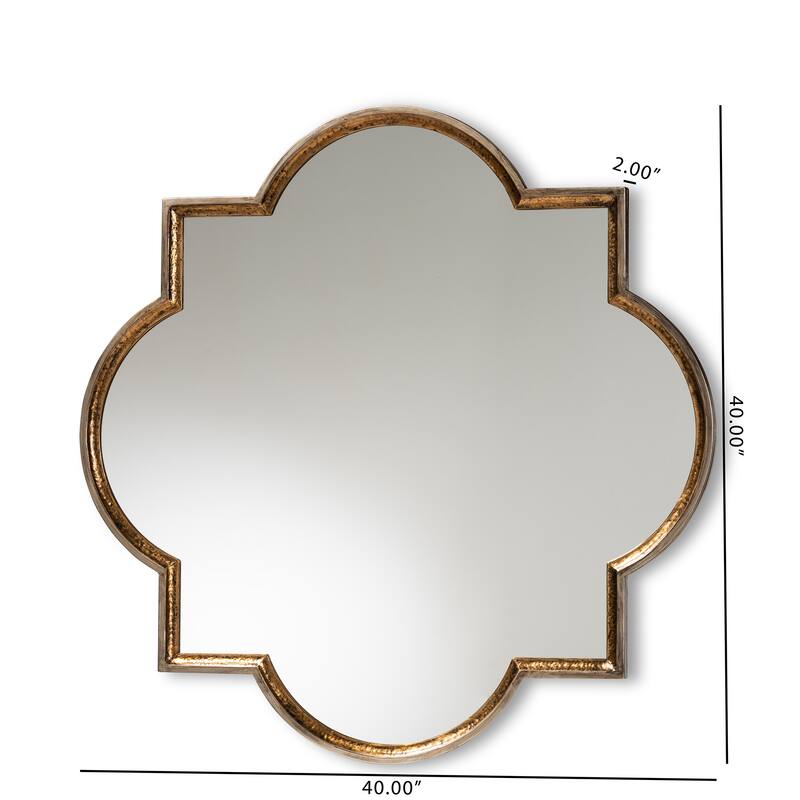 Tiana Bronze and Gold Finished Metal Quatrefoil Accent Wall Mirror - Bronze/Gold