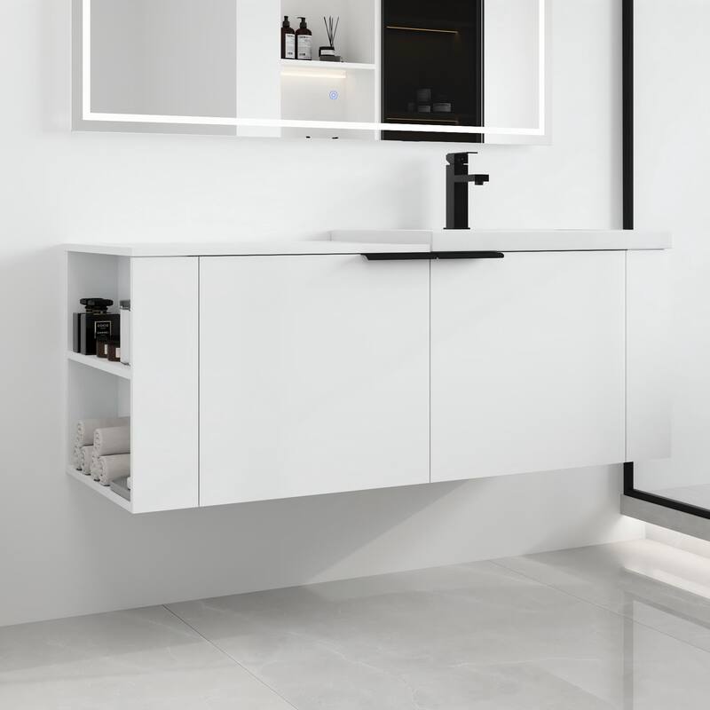 Malwee 48" Floating Bathroom Vanity,Wall Mounted Bathroom Vanity with Sink and 2 Side Shelf - 47.0"×18.0"×19.5"