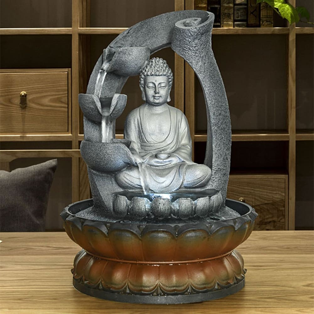 Parma Buddha Head Oriental Tabletop Indoor Water Feature Ideal for Feng Shui 