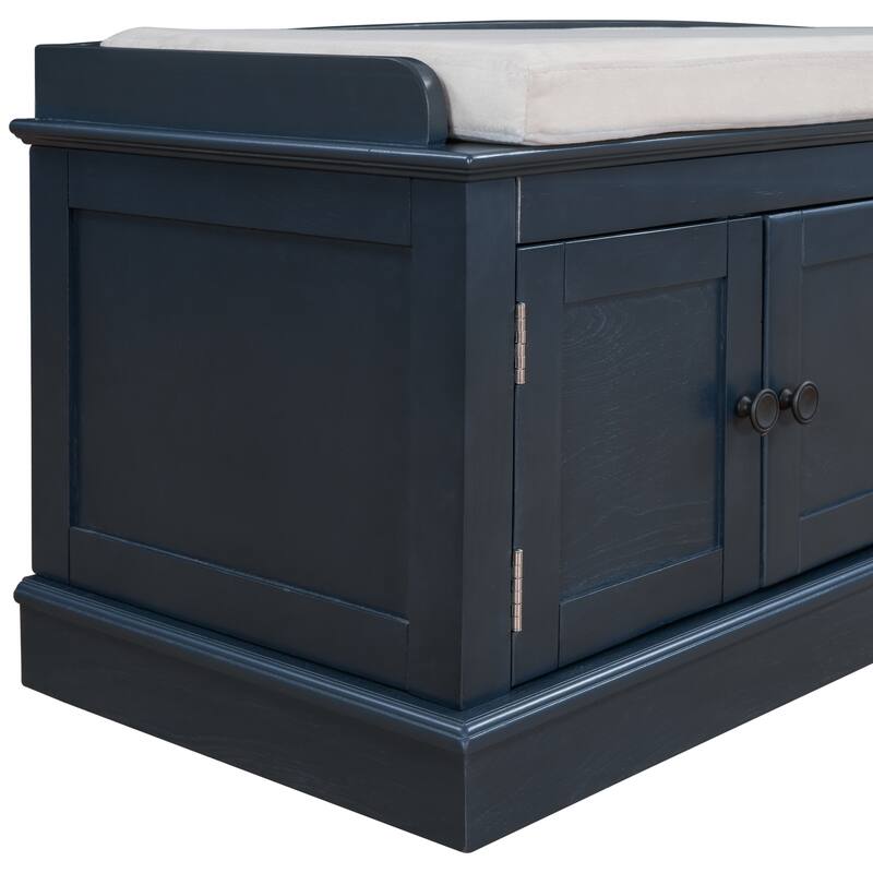 Storage Bench with 4 Doors and Adjustable Shelves