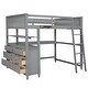 preview thumbnail 4 of 7, Full size Loft Bed with Drawers and Desk, Wooden Loft Bed with Shelves