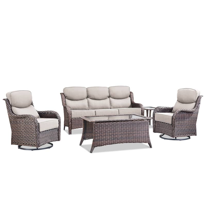 Pocassy Outdoor Sofa Patio Swivel Chairs Sets