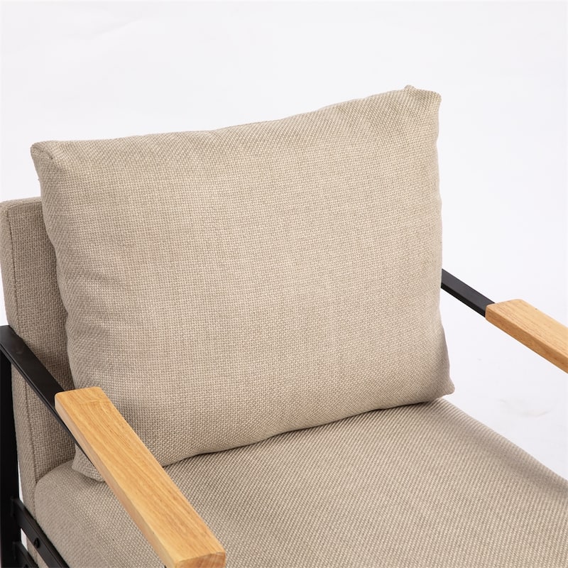 Leather Accent Chair with Metal Frame for Living Room