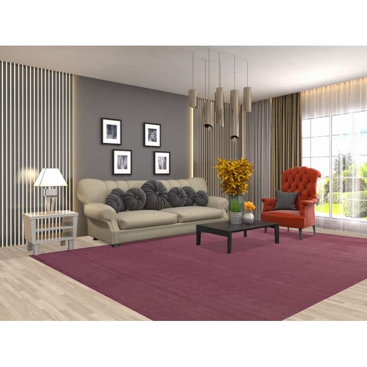 Hand Knotted Oriental 100% Wool Carpet Modern Solid Purples Gabbeh Area Rug - 11' 5'' X 8' 0''