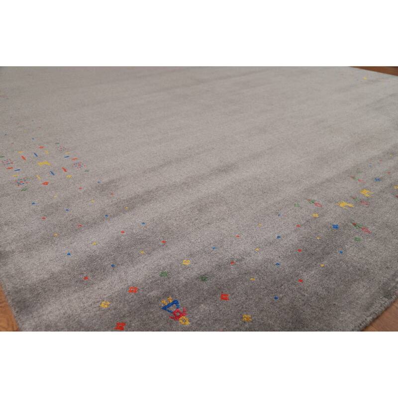 Gray Tribal Gabbeh Oriental Area Rug Hand-Knotted Wool Carpet - 8'3" x 9'10"