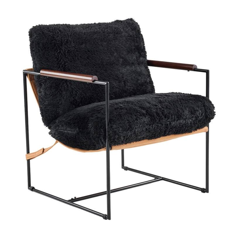 Lazy Chair - Rubber Wood Arms, Iron Frame (Living Room/Bedroom)