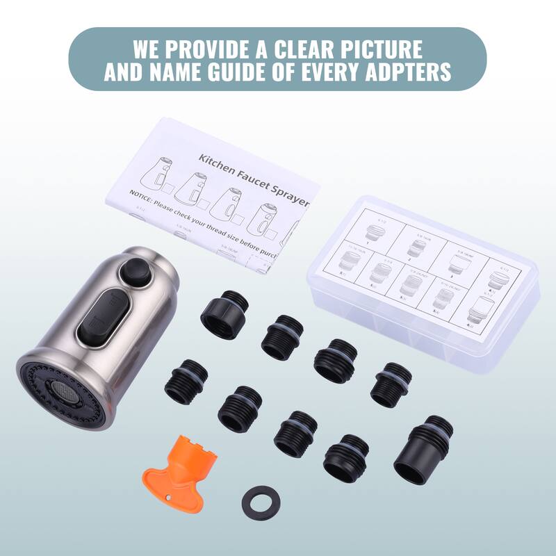 Pull Down Kitchen Faucet Head Replacement with 9 Adapter Kit
