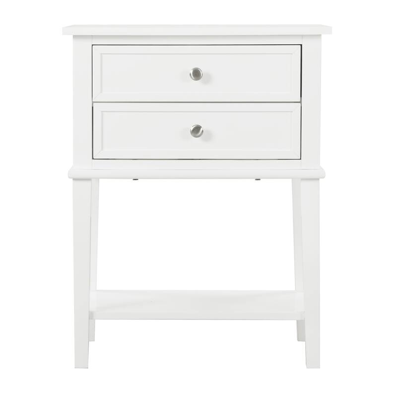 White Nightstand 28x22x16 Contemporary Bedside Table with Open Shelf Storage, Sleek Modern Accent for Bedroom or Office