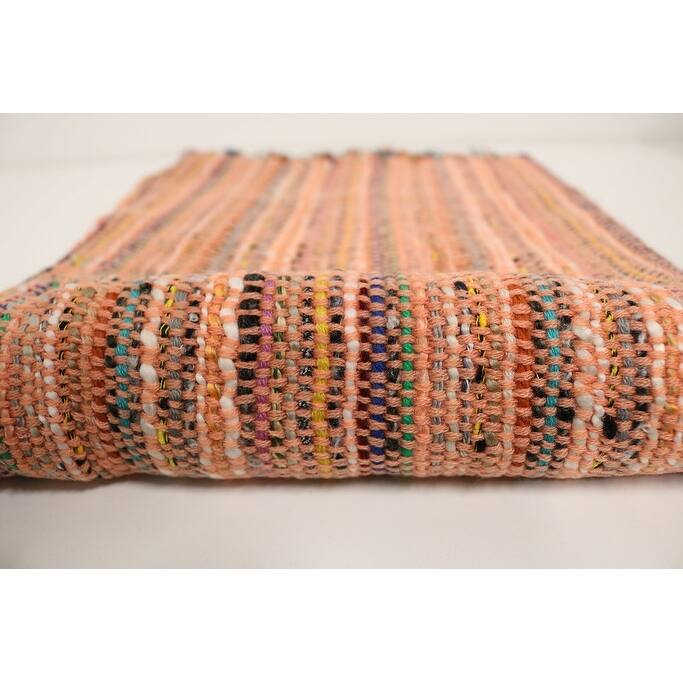 Home&Manor Handcrafted Wool & Cotton Throw Blanket Sunburst Peach