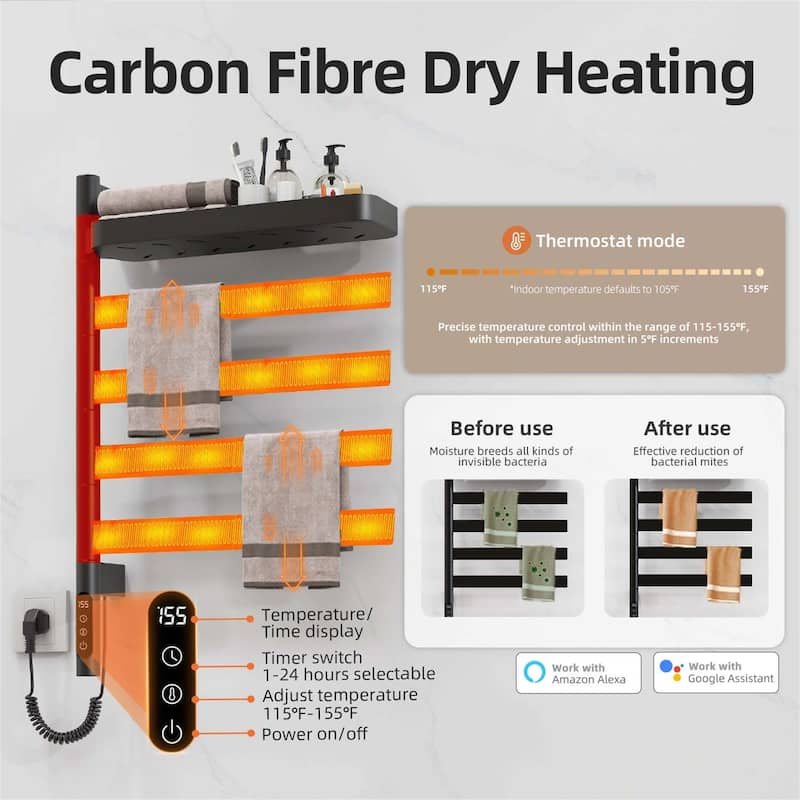 Wall-Mounted Electric Towel Dryer with Swivel Bars