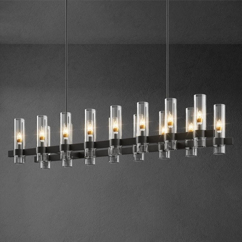 KAYLA Brass Kitchen Island Lighting- 16-Light Linear Chandelier