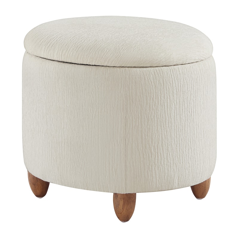 Lyra Storage Ottoman with Medium Oak Legs - Snow White