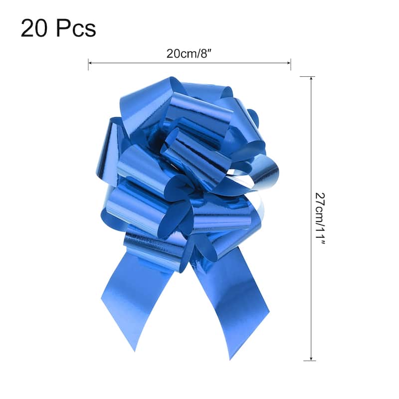 20pcs Metallic Large Big Pull Bow Gift Wrapping Bows Ribbon - Blue - 8 inch