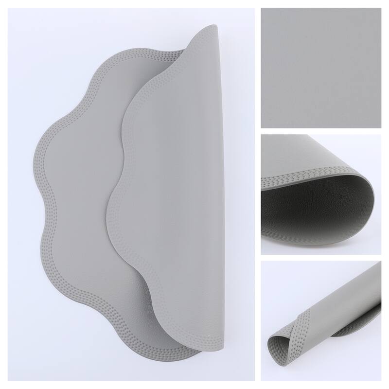 Placemat Set of 6 Faux Leather Placemats for Kitchen Dining Table Decor, Table Placemats Wipeable Table Mat - 15*15in - Gray