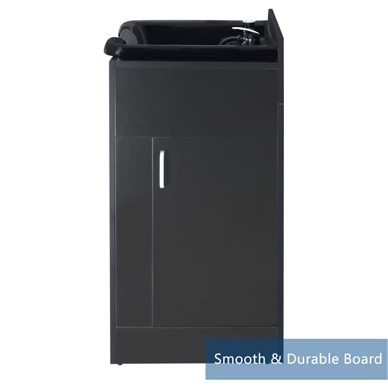 Shampoo Basin with Cabinet Hair Wash Sink Backwash Sink Station Beauty Salon Shampoo Bowl Black