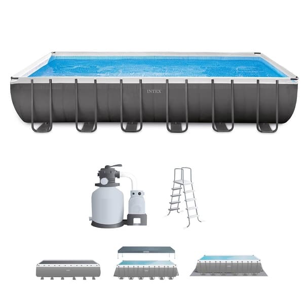 slide 2 of 8, Intex 26363EH 24' x 12' x 52" Rectangular Ultra XTR Frame Swimming Pool w/ Pump