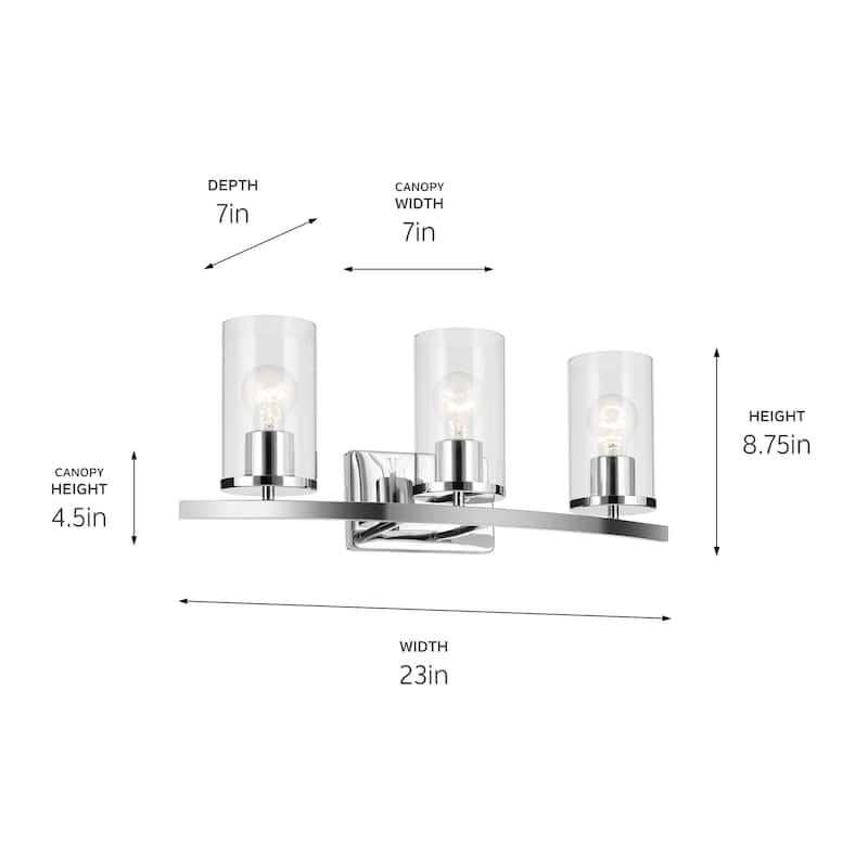 Kichler Lighting Crosby Bathroom Vanity Light with Clear Glass