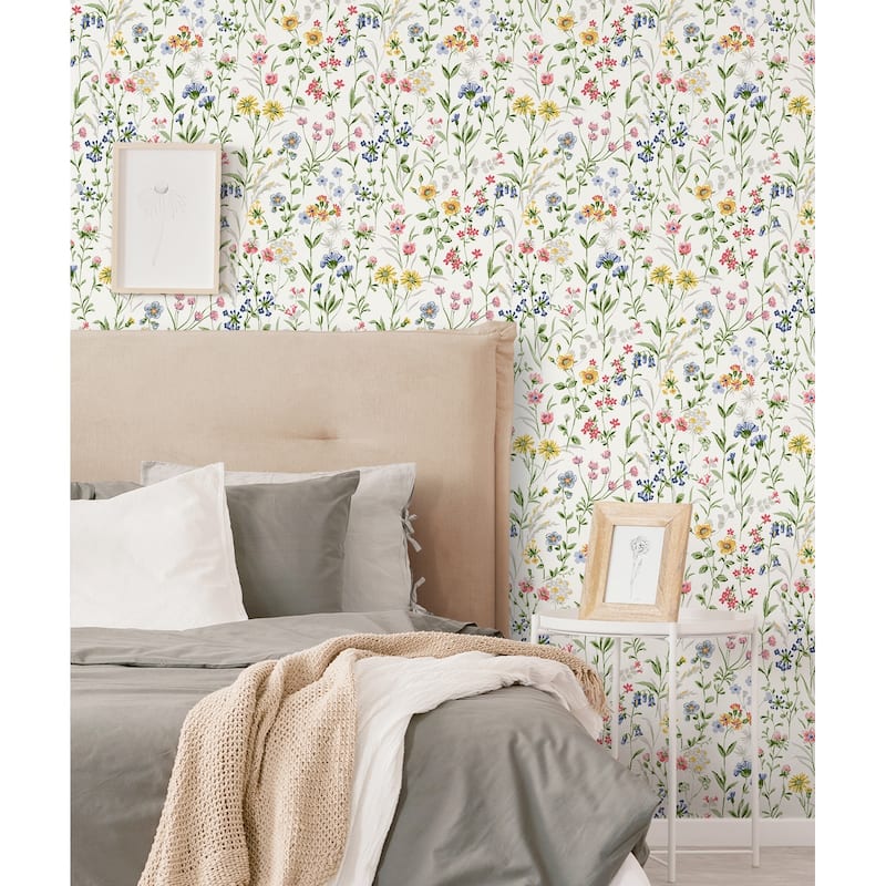 Seabrook Designs Wildflowers Prepasted Wallpaper - 20.5 in. W x 33 ft. L