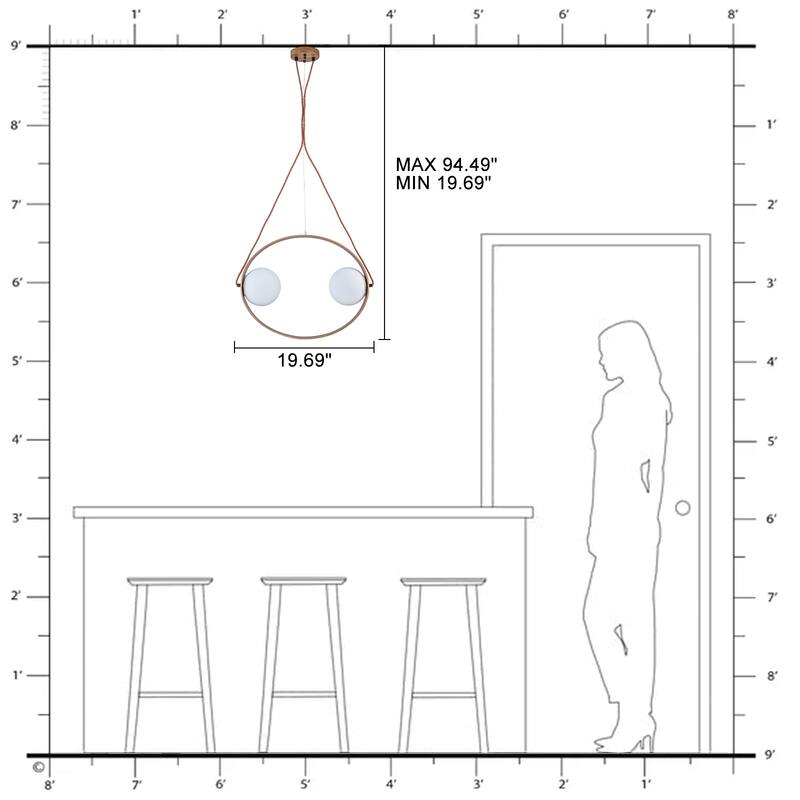 Modern 2-Light Wood Globe Pendant Light for Kitchen Island - Dia.20-in