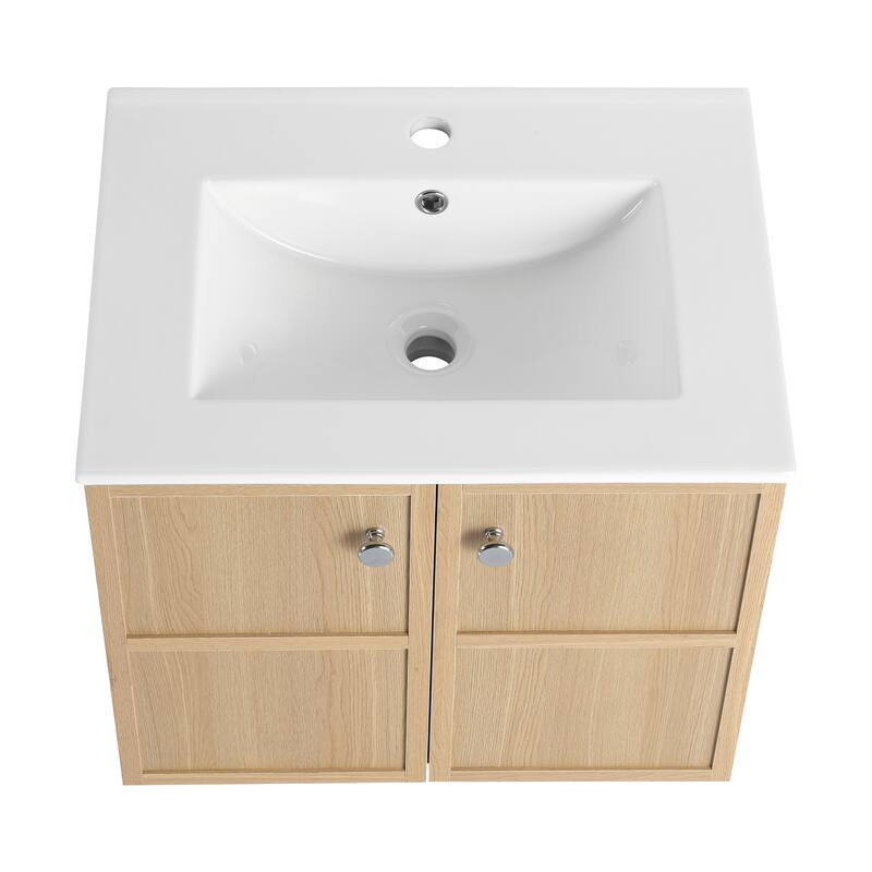 GDFStudio - Cairo Modern Wall-Mounted Bathroom Vanity Set with Scratch-Resistant Resin Sink & Soft Close Doors