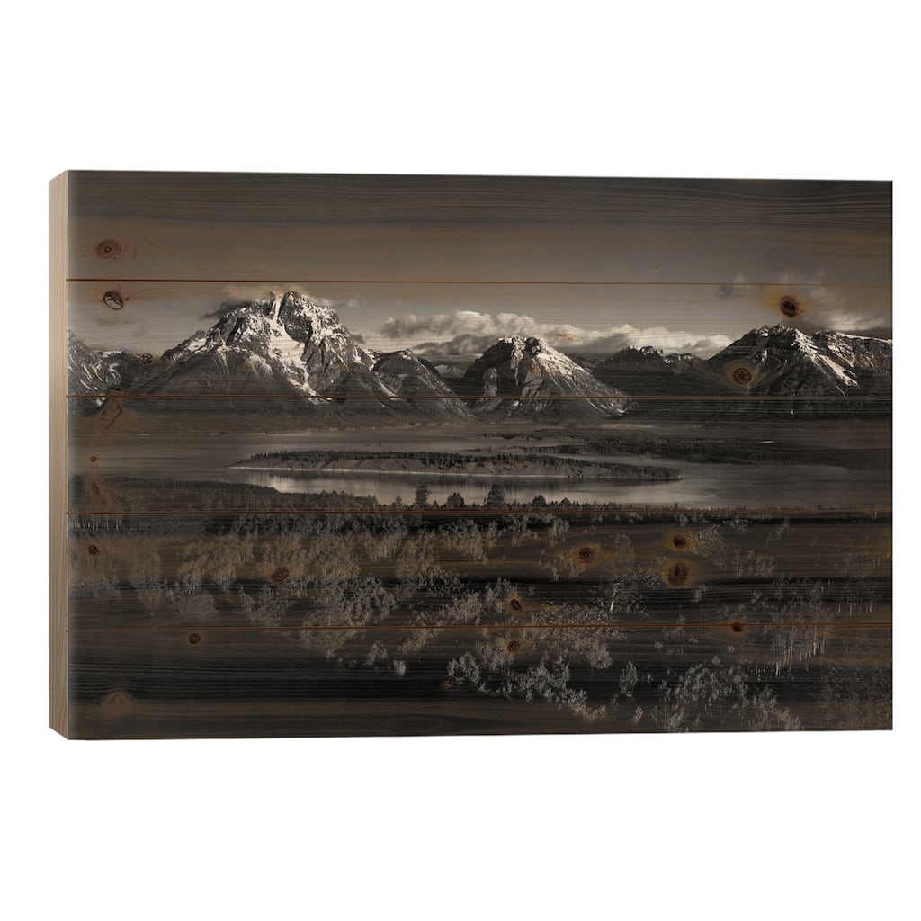 Mt. Moran and Jackson Lake from Signal Hill Print On Wood by Ansel Adams - Multi-Color
